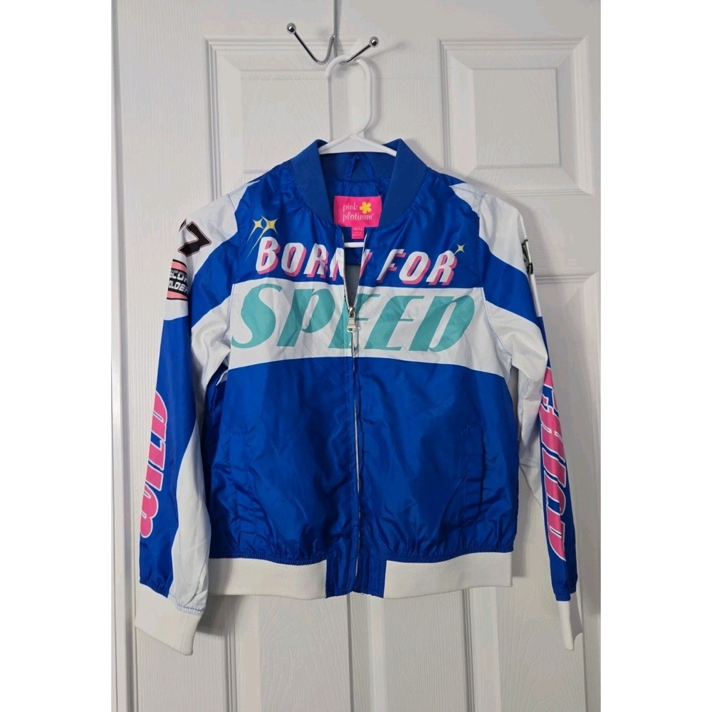 Pink Platinum Girls Blue Track Jacket 10/12 Blue, Pink, White